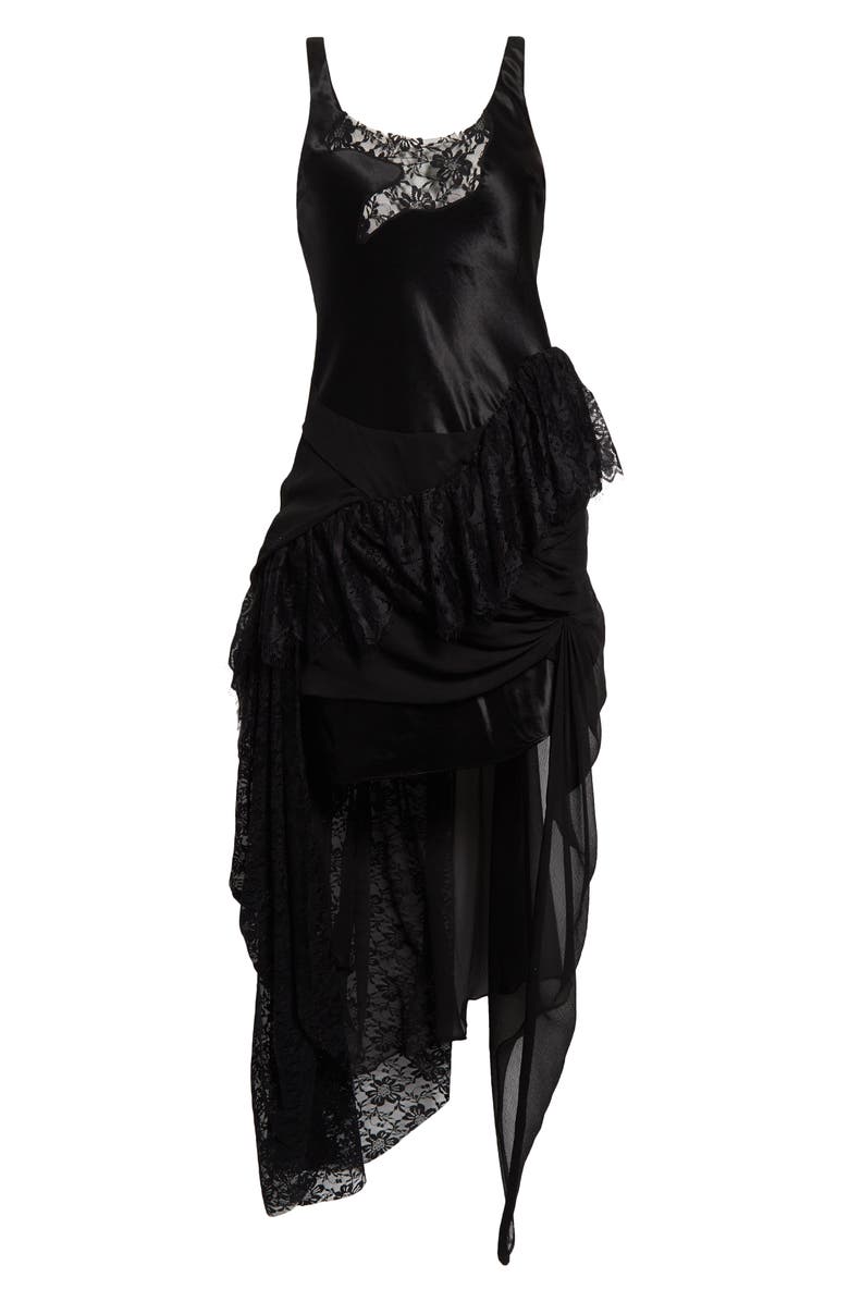 Collina Strada Ammi Fanny Asymmetric Satin & Lace Tank Dress, Alternate, color,