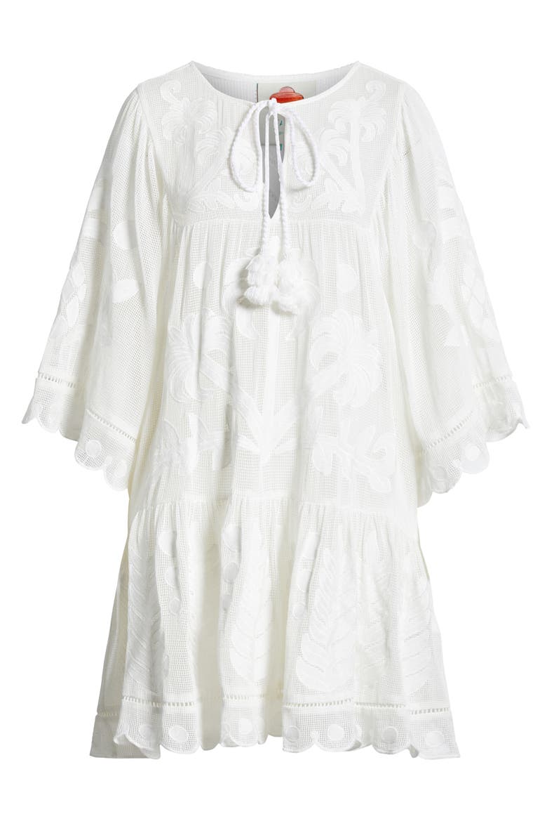 FARM Rio Palm Tree Appliqué Cotton Mesh Cover-Up Dress, Alternate, color, 