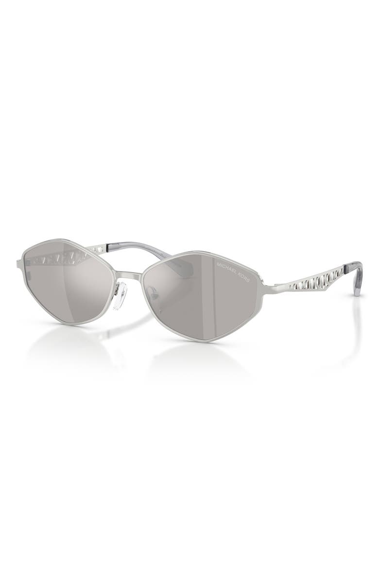 Michael Kors Gold Coast 56mm Angular Sunglasses, Alternate, color, Silver / Silver Mirror