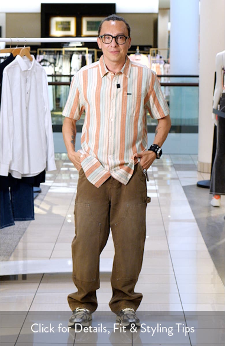 Alvarado Stripe Short Sleeve Linen Blend Button-Up Shirt, sales video thumbnail