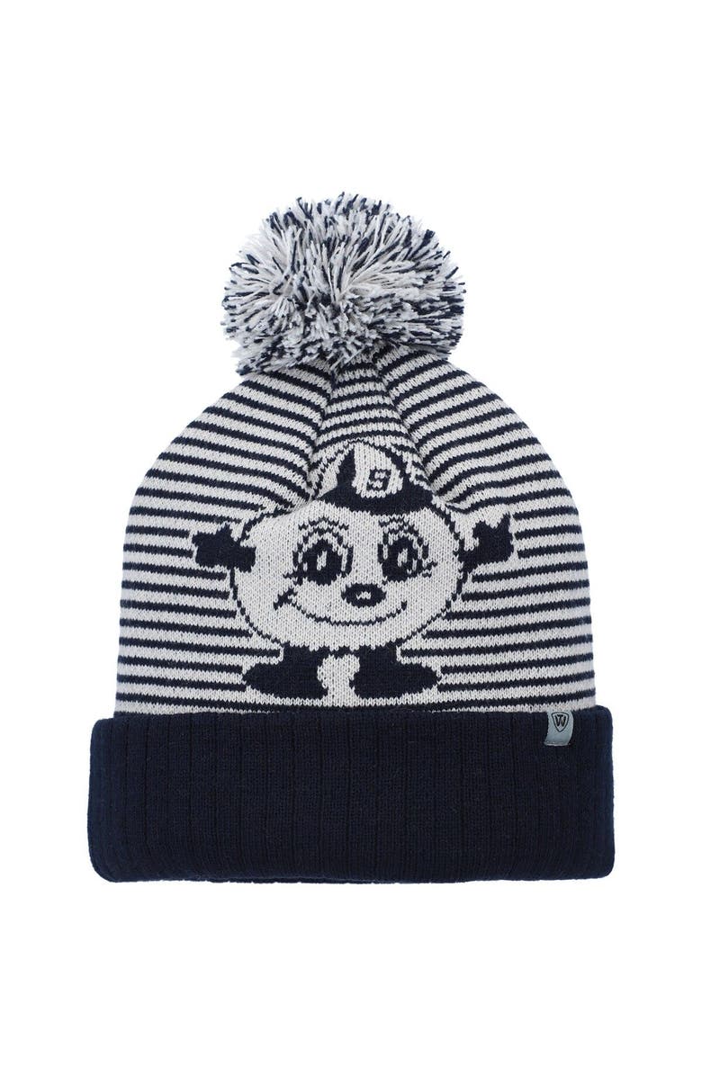 TOP OF THE WORLD Men's Top of the World Navy Syracuse Orange Line Up Cuffed Knit Hat with Pom, Alternate, color, 