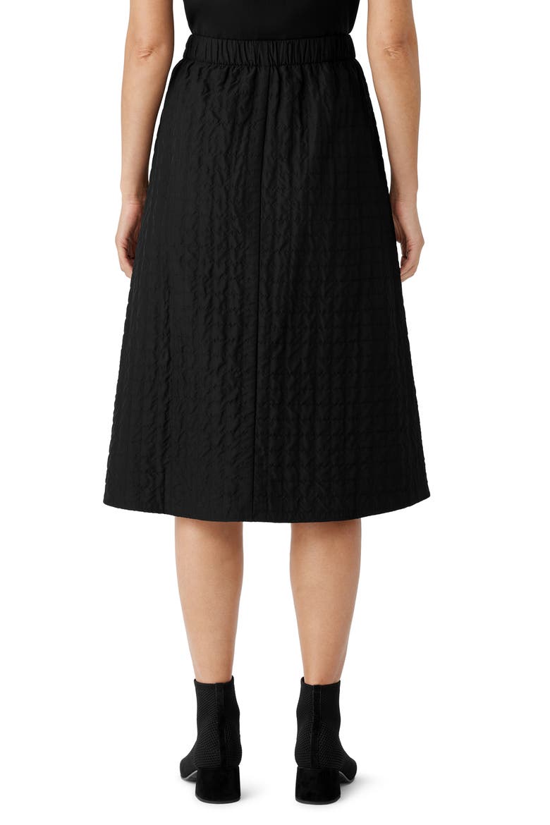 Quilted A-Line Silk Skirt, Alternate, color, BLACK