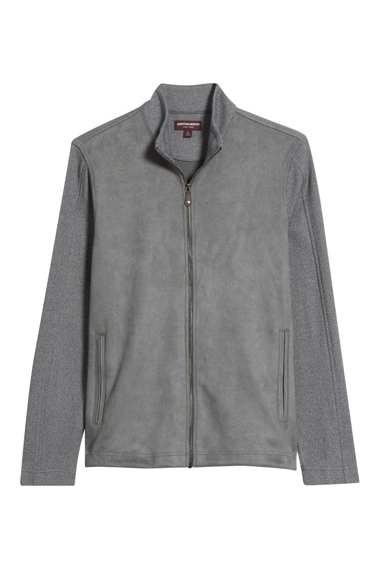 Sueded Mixed Media Jacket, Alternate, color, GRAY