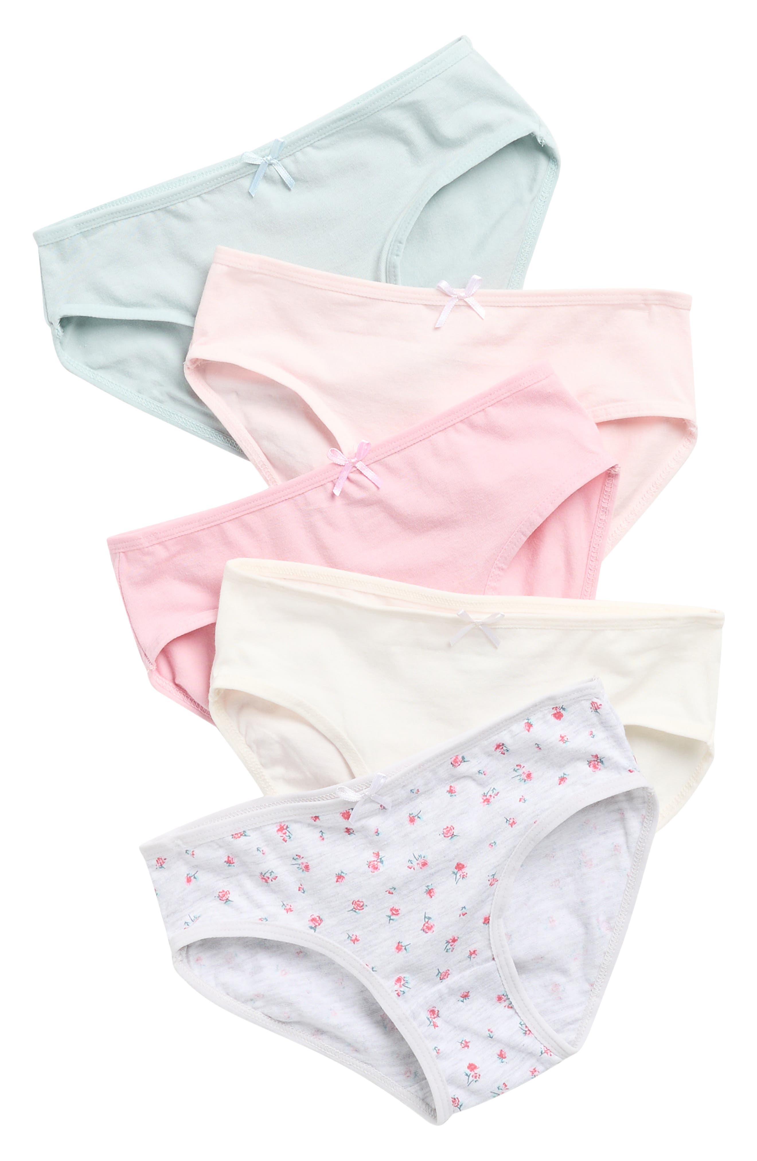 Laura Ashley Kids' Assorted 5-Pack Stretch Cotton Bikini Briefs