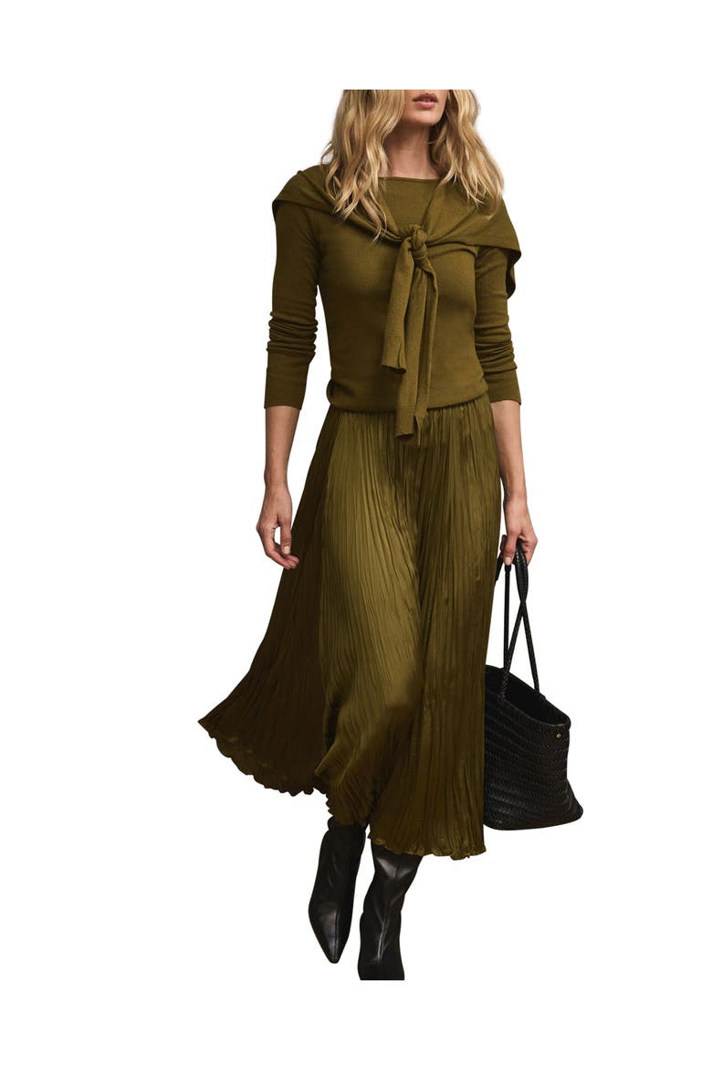 Crinkle Maxi Skirt, Alternate, color, Green