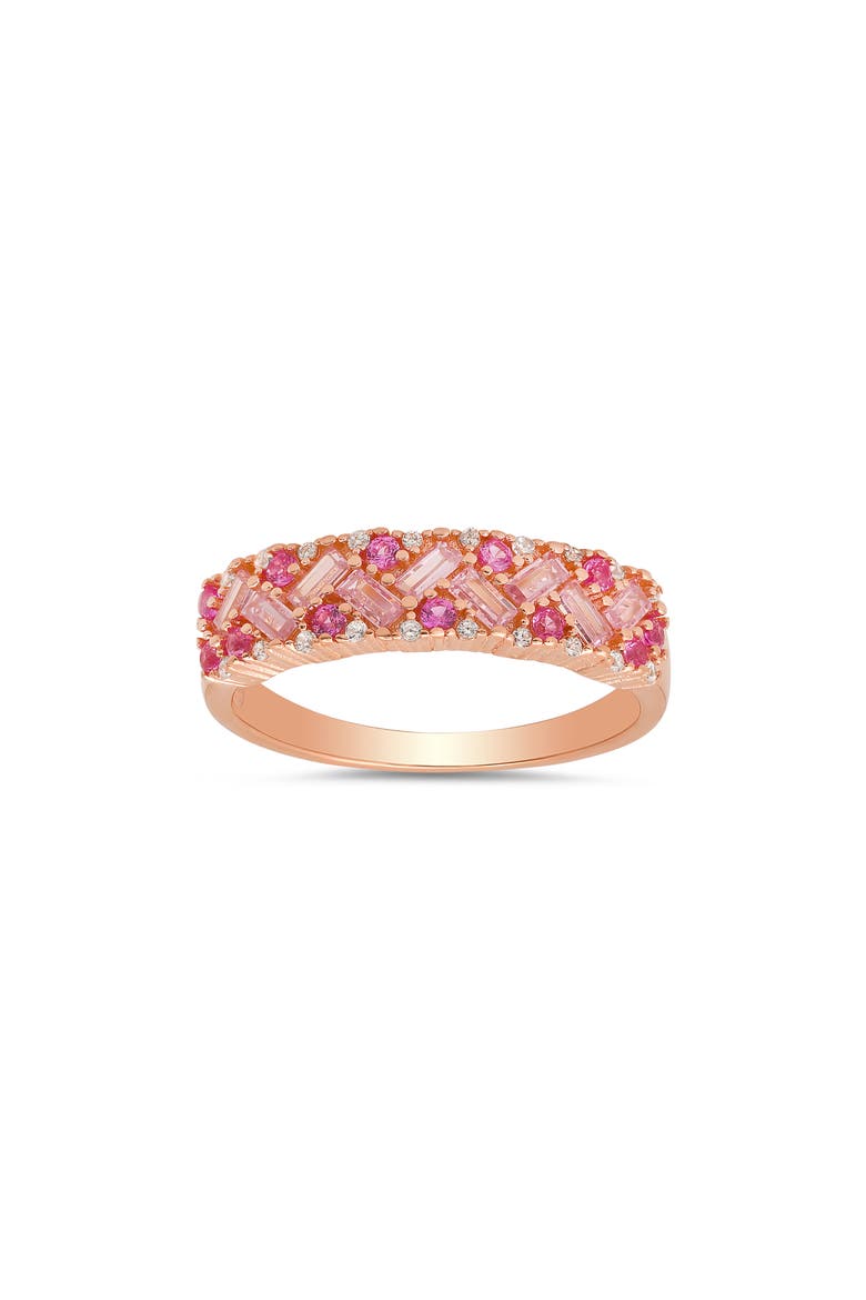 Pink & White CZ Pavé Ring, Main, color, ROSE GOLD