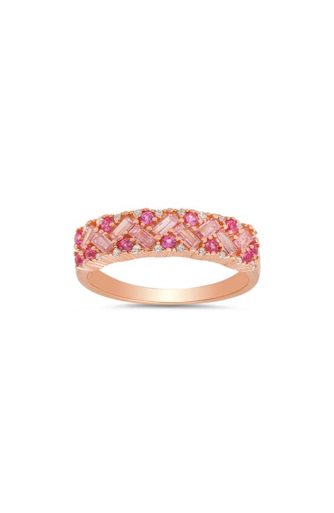 Pink & White CZ Pavé Ring