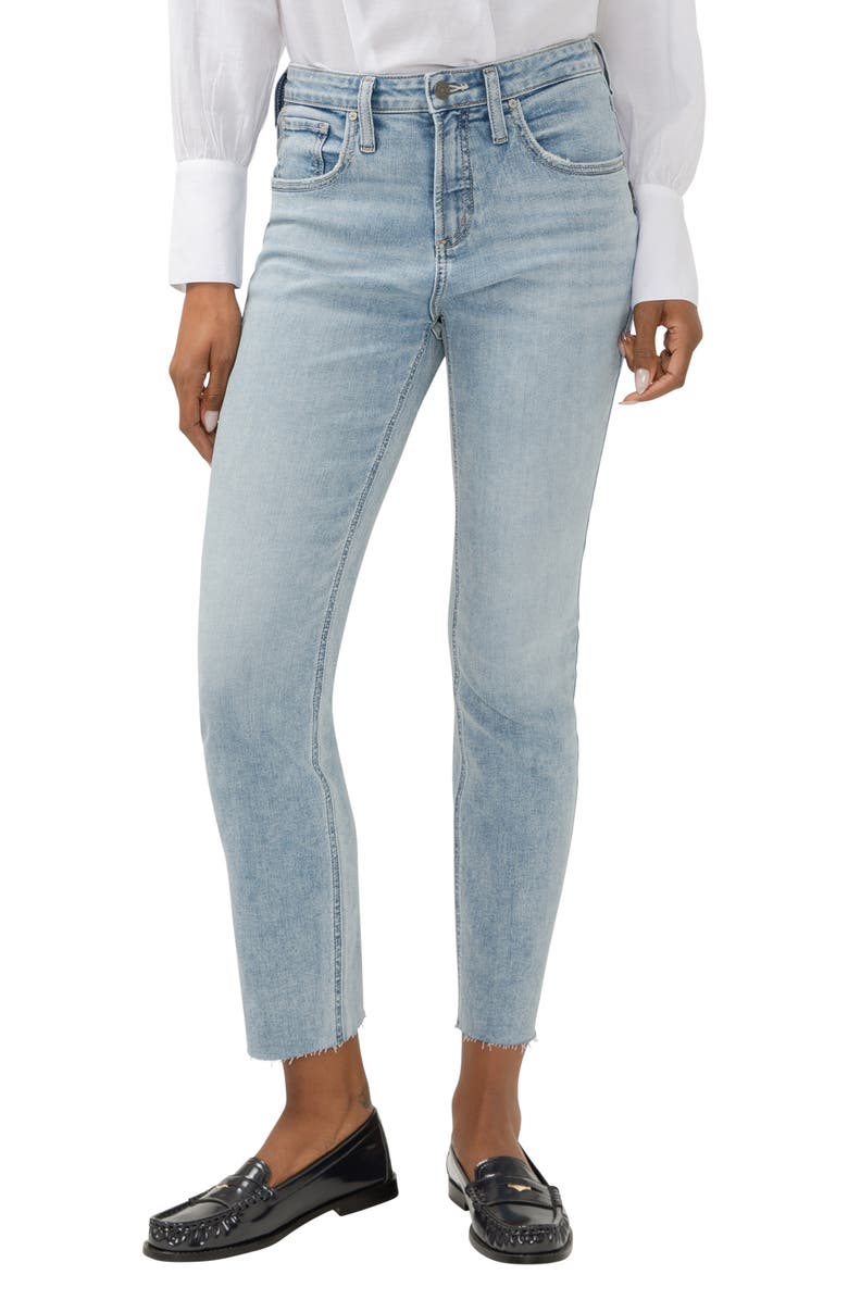 Silver Jeans Co. Beau Raw Hem High Waist Slim Boyfriend Jeans, Main, color, Symphony