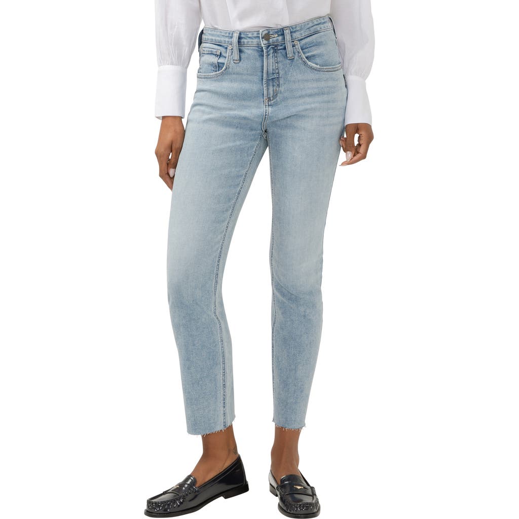 Silver Jeans Co. Beau Raw Hem High Waist Slim Boyfriend Jeans In Blue