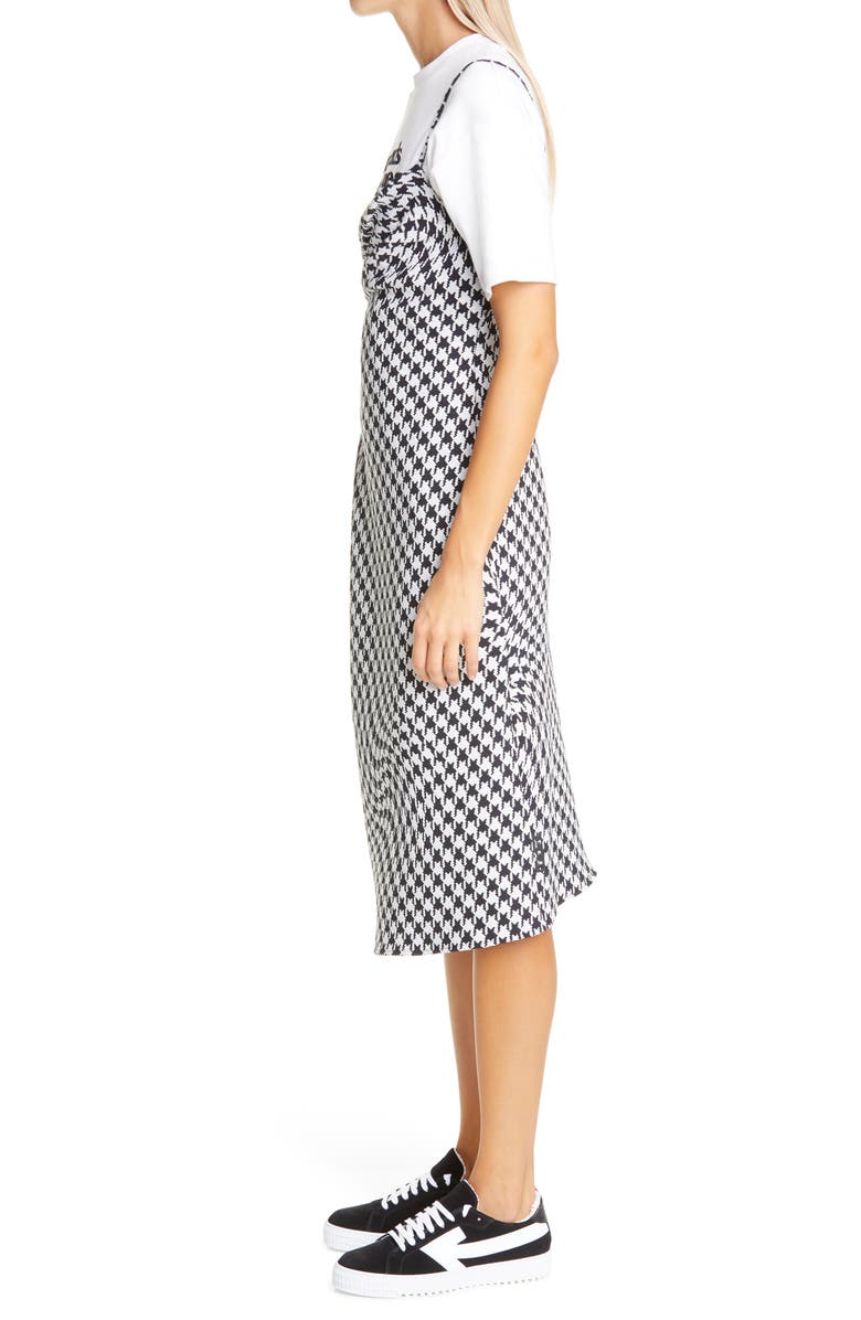 Off-White Layered Pied de Poule Wool Blend Midi Slipdress, Alternate, color, 