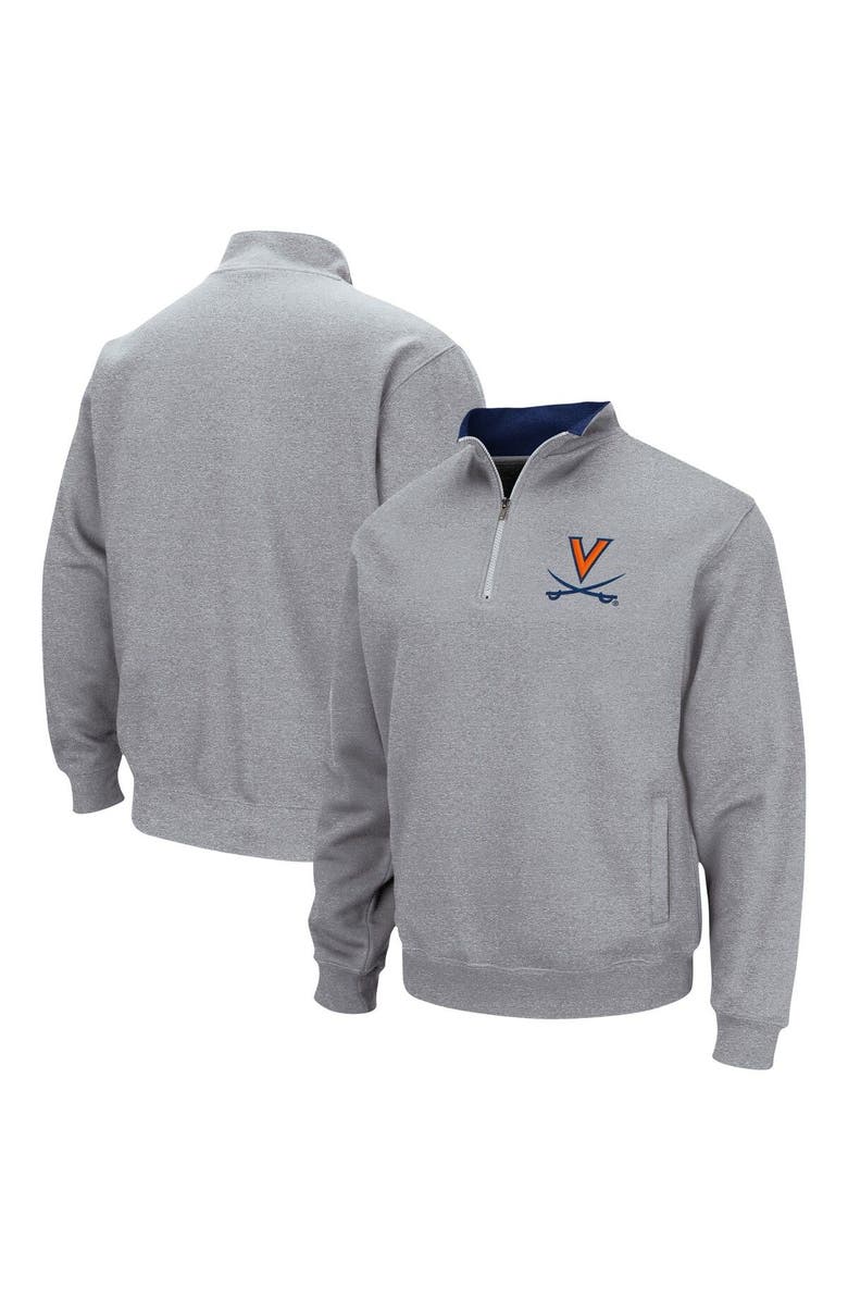 COLOSSEUM Men's Colosseum Heathered Gray Virginia Cavaliers Tortugas Team Logo Quarter-Zip Jacket, Main, color, Heather Gray