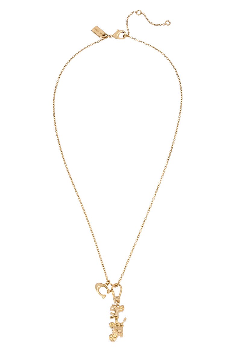 C Pendant Necklace, Alternate, color, SHINY GOLD