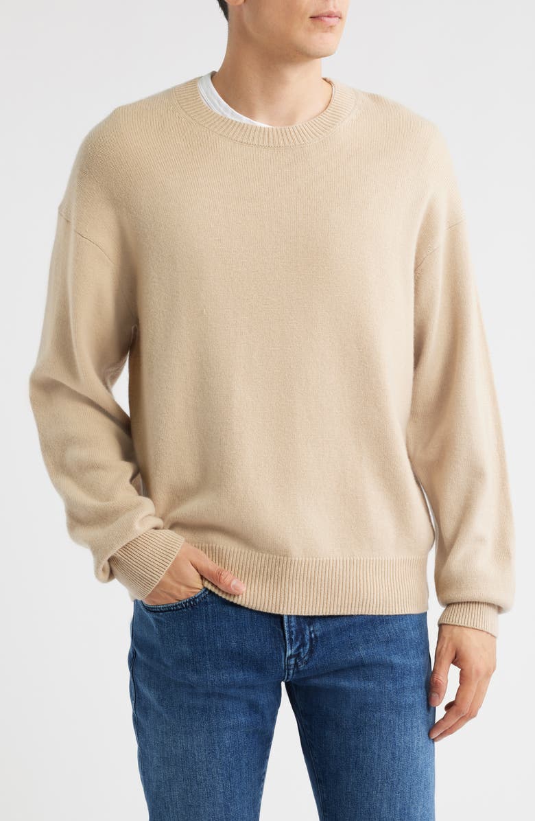 FRAME Lightweight Cashmere Crewneck Sweater, Main, color, Summer Beige