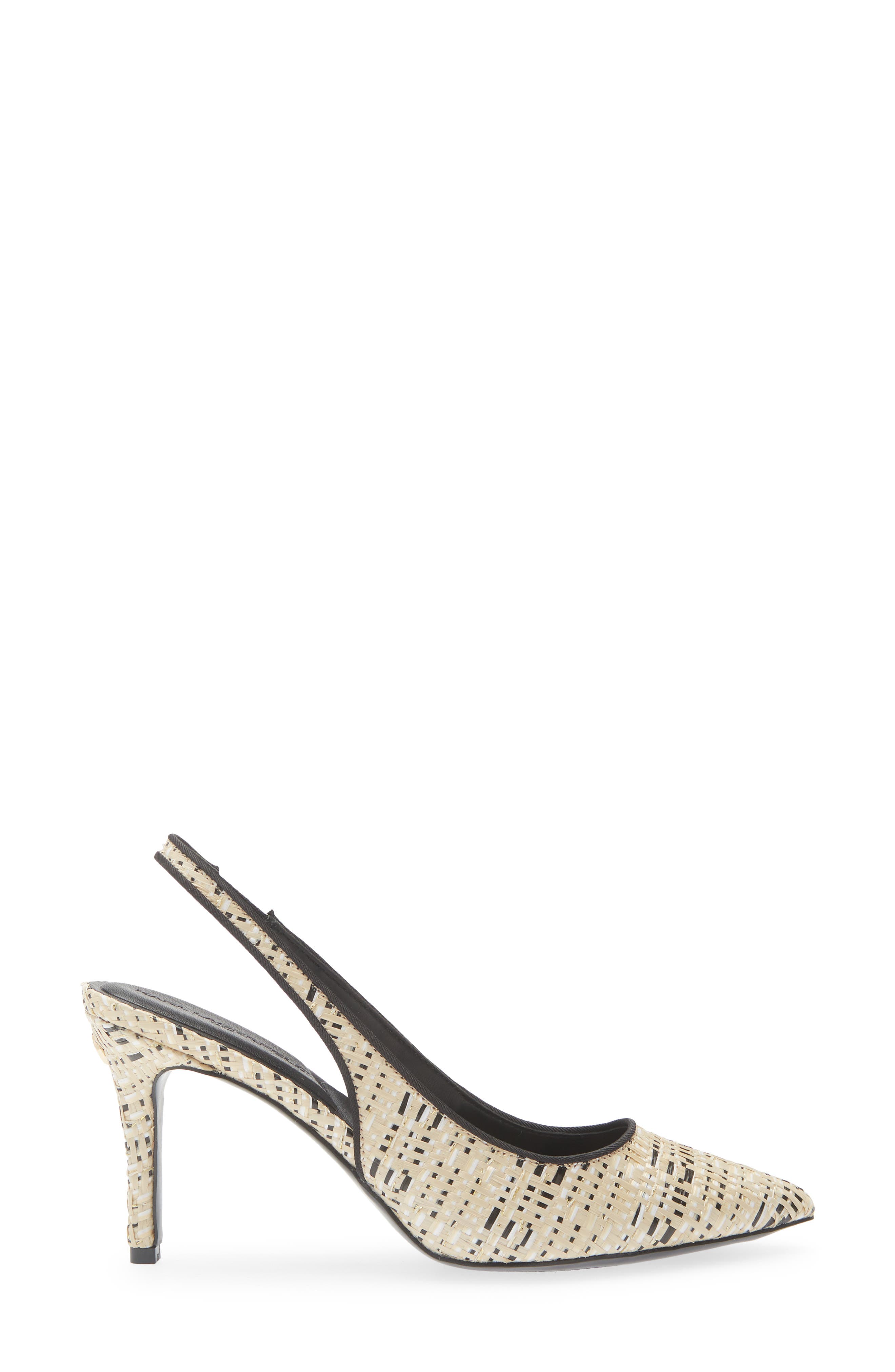 KARL LAGERFELD PARIS Rosalyn Pointed Toe Slingback Pump, Alternate, color, Natural/ Black