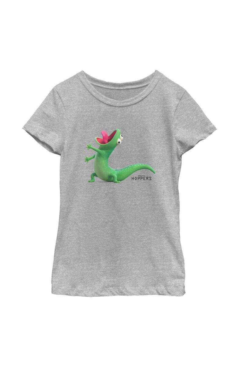Hoppers Girl's Hoppers Tom Lizard Celebration Pose  Graphic T-Shirt, Main, color, Athletic Heather