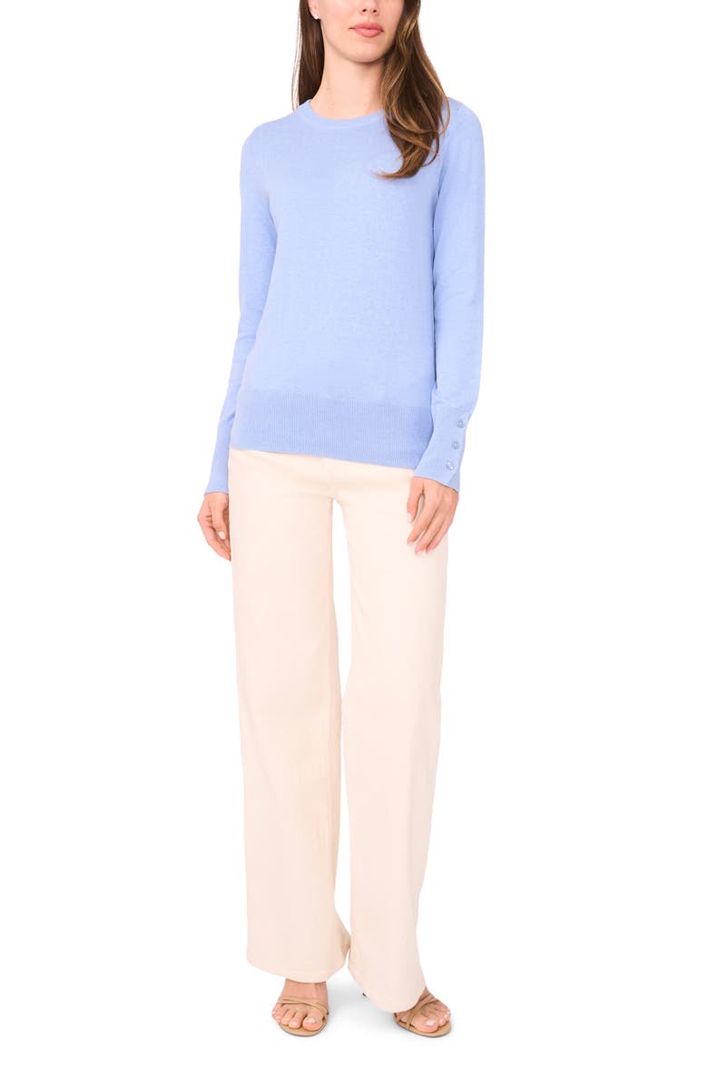 Halogen<sup>®</sup> Button Cuff Crewneck Sweater, Alternate, color, Forever Blue