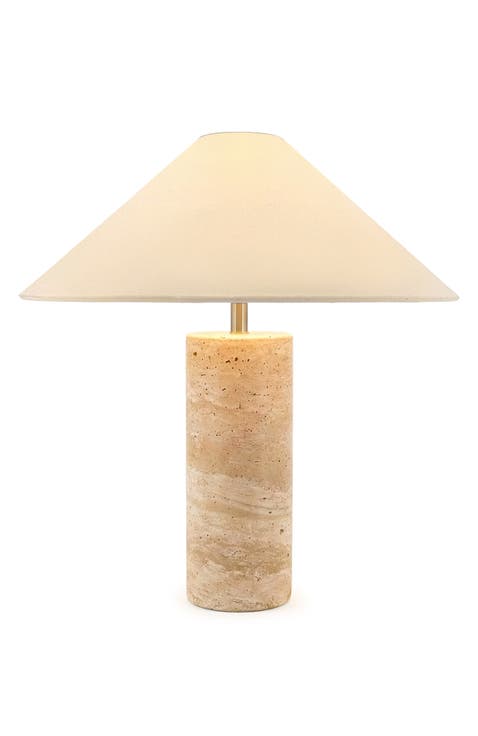 Runo 14" LED Table Lamp with Natural Stone Base