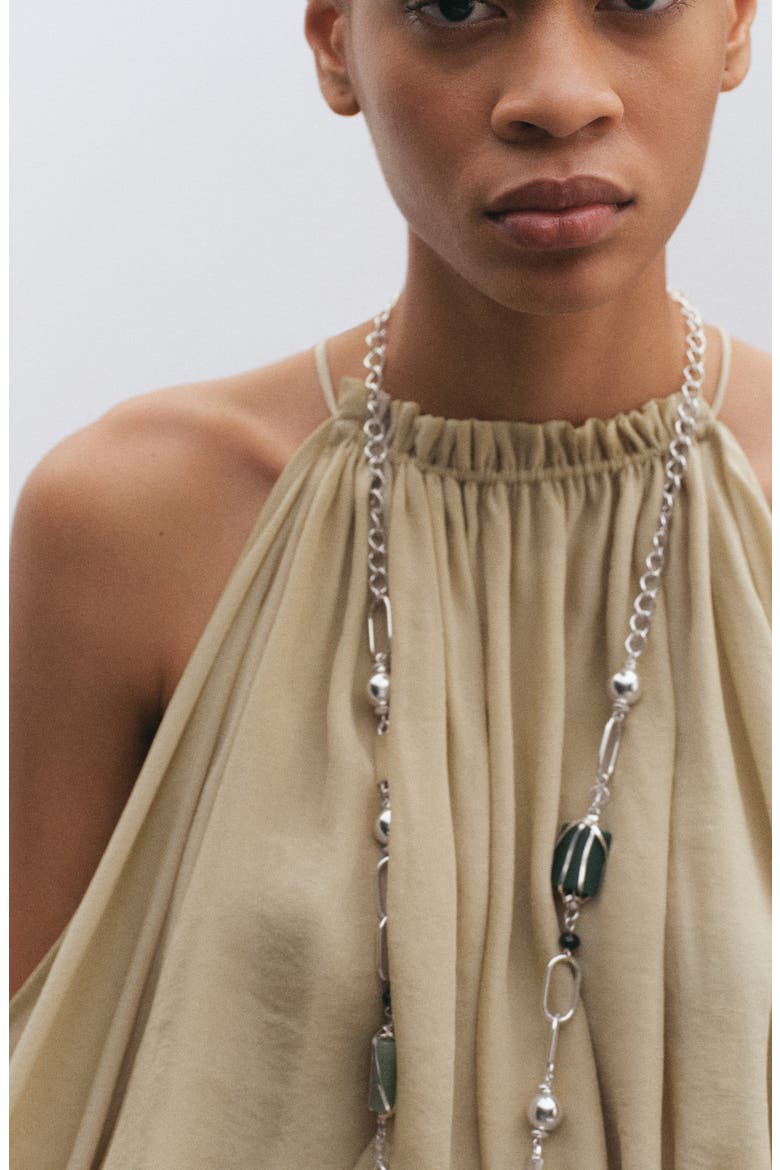 Cold Shoulder Bubble Hem Top, Alternate, color, GREEN