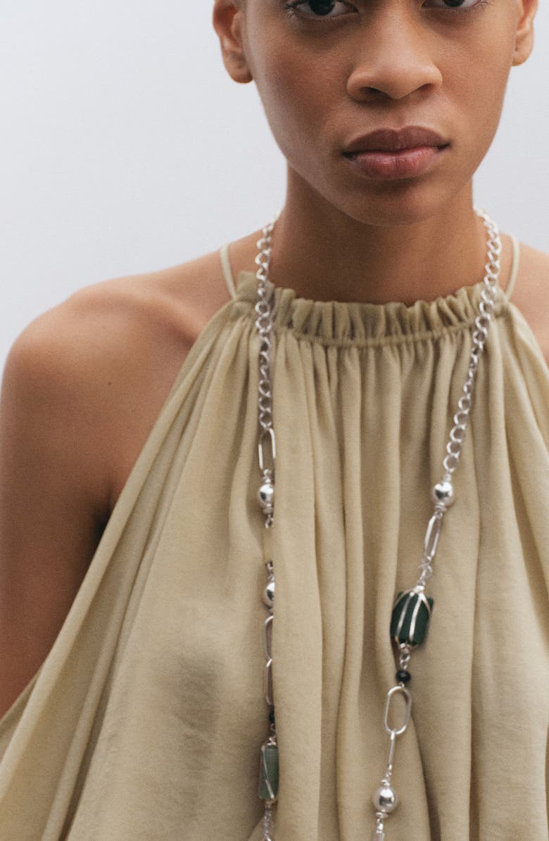 MANGO Cold Shoulder Bubble Hem Top, Alternate, color,