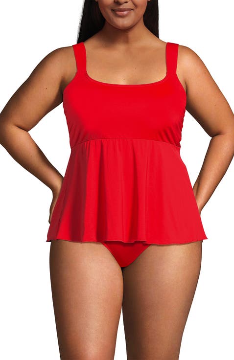 Plus Size Flutter Scoop Neck Tankini Top