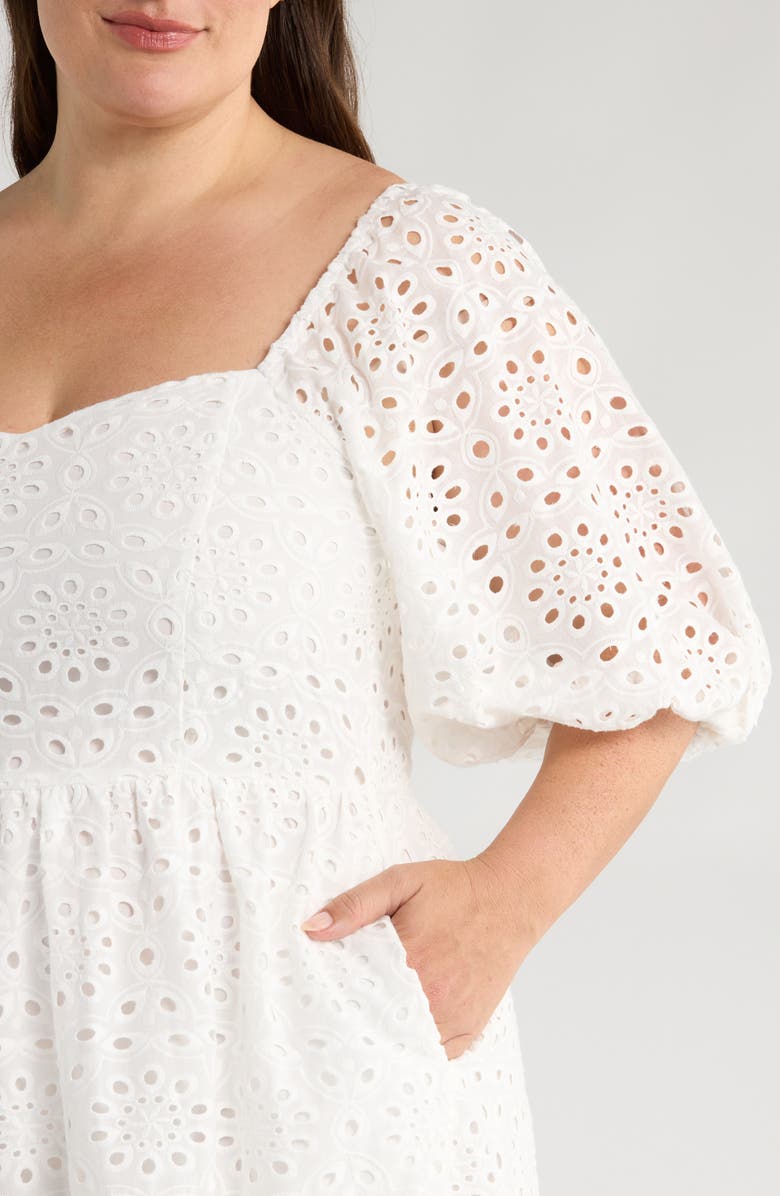 SUGARLIPS Sophy Cotton Eyelet Evy Sweetie Minidress, Alternate, color, White