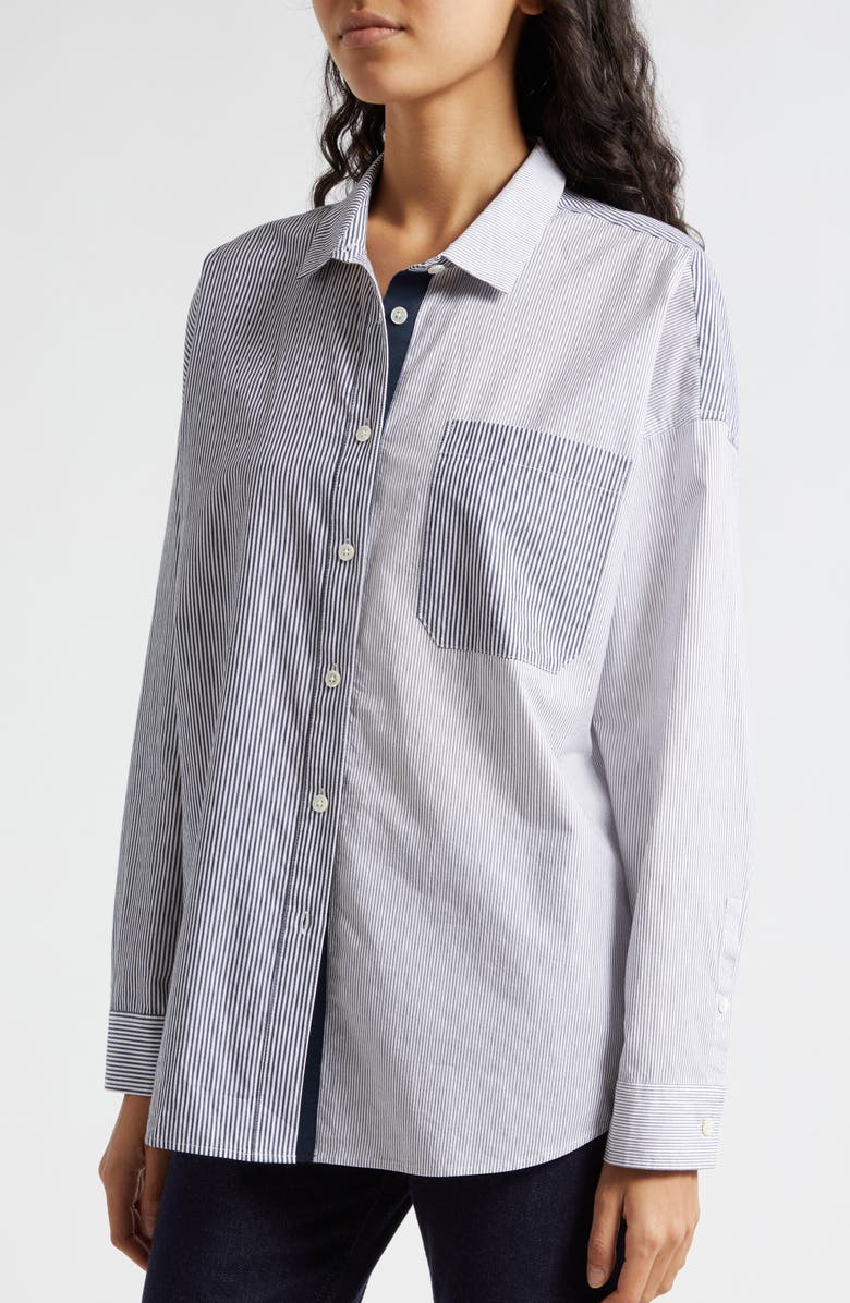 ATM Anthony Thomas Melillo Mixed Stripe Oversize Button-Up Shirt, Alternate, color, 