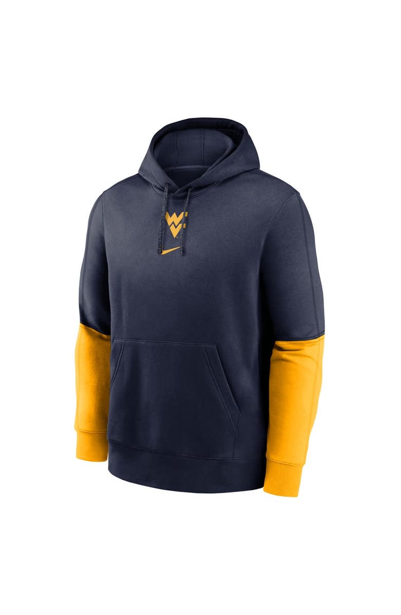 Nike Men's Nike Navy/Gold West Virginia Mountaineers 2024 Sideline Club Pullover Hoodie, Alternate, color, Navy