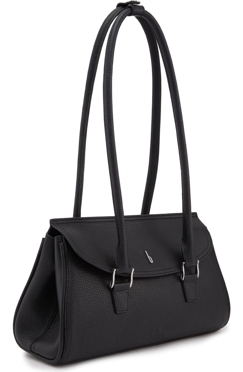 behno Coco Baguette Pebble Leather Shoulder Bag, Alternate, color, Black