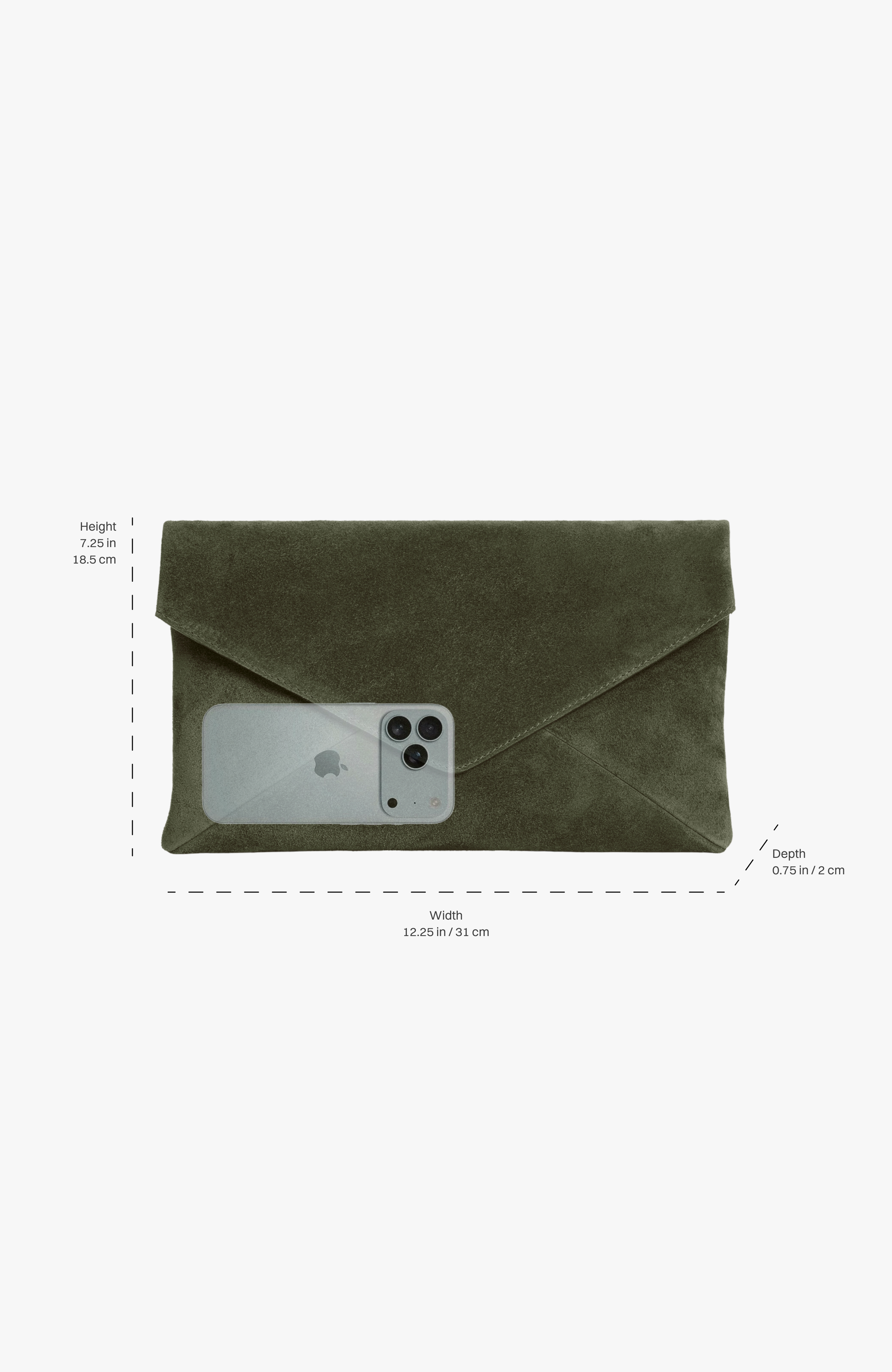 Valentina Envelope Suede Clutch, Alternate, color, Olive Suede