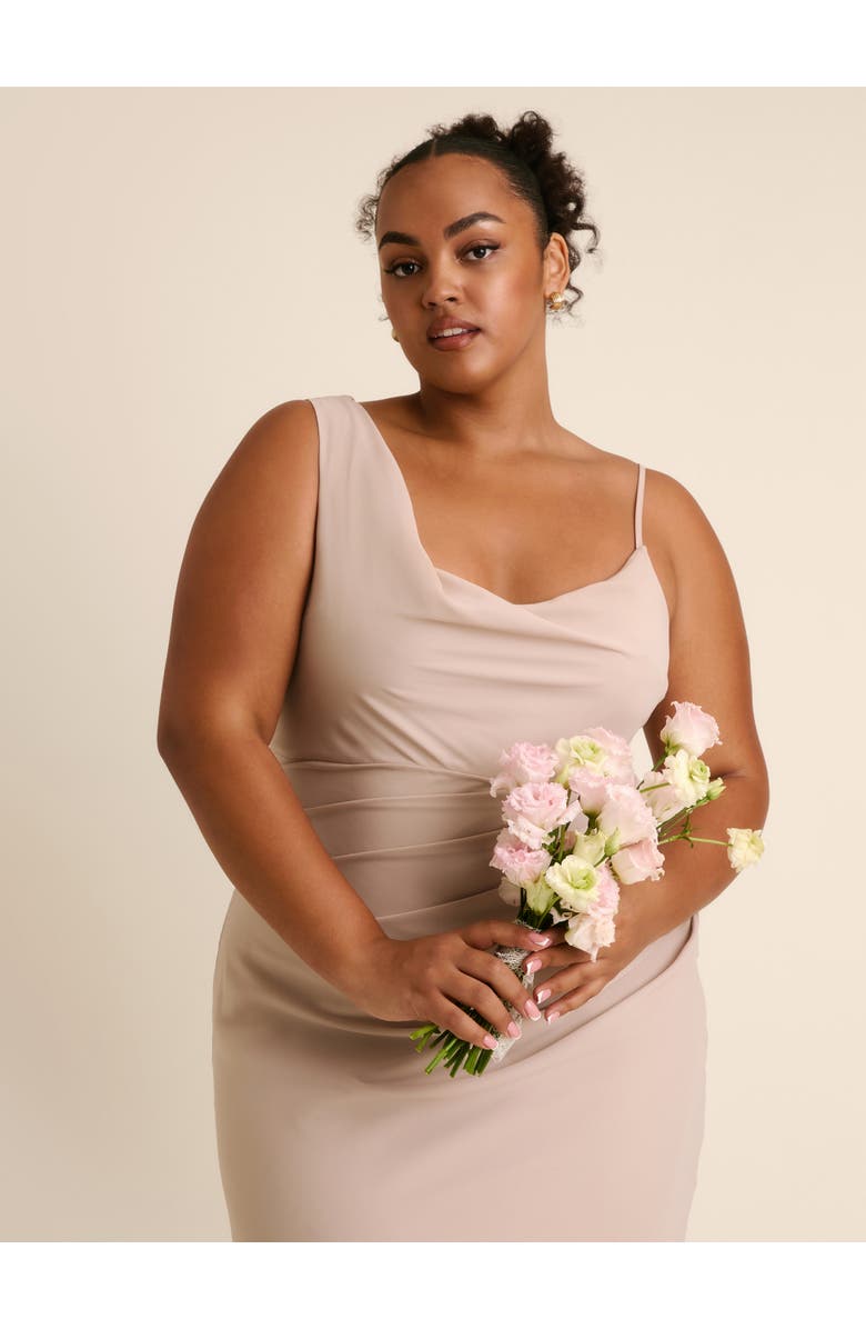 Six Stories Cowl Front Chiffon Bridesmaid Dress, Alternate, color, Truffle