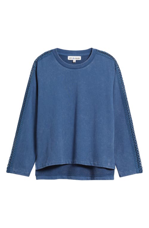 City Blues Detailed Sleeve Sweatshirt In Blue