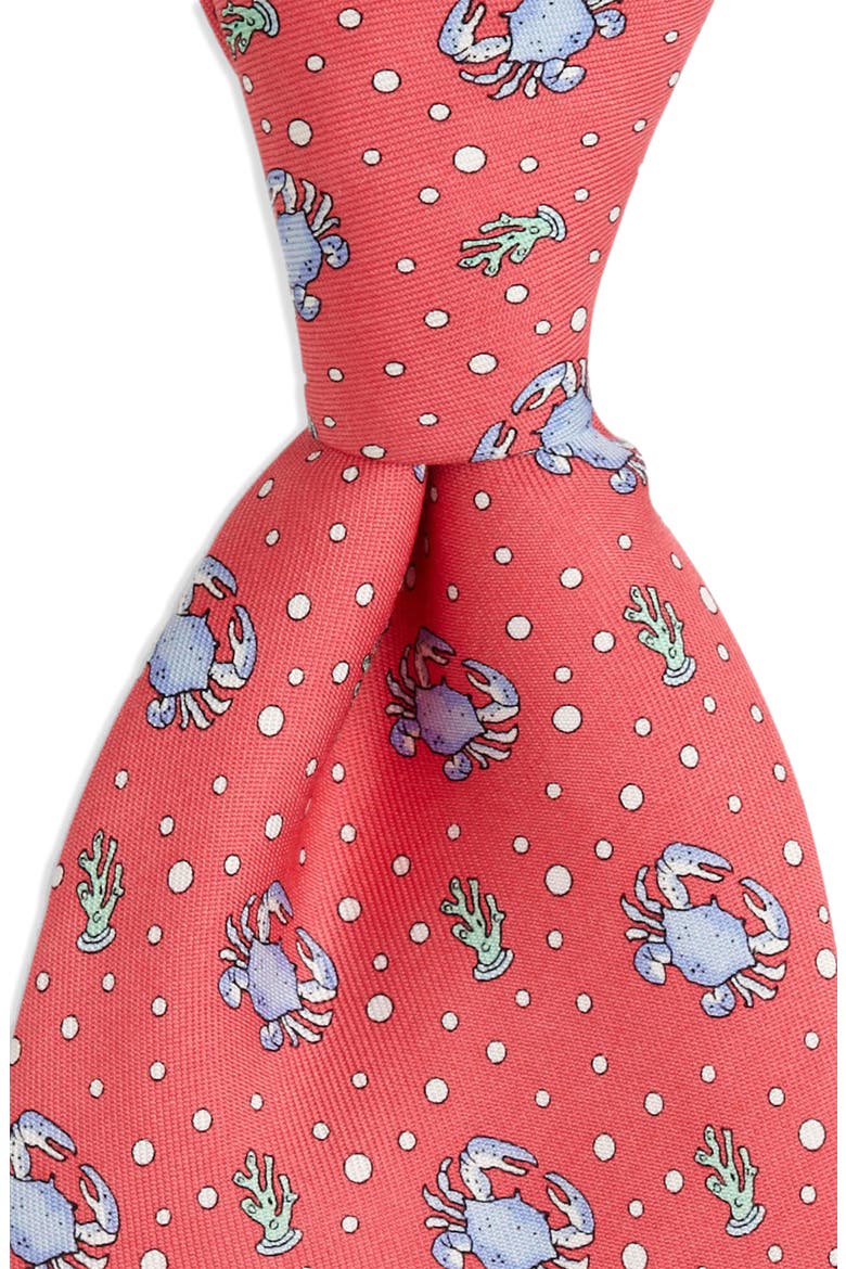 Kids' Crab Silk Tie, Main, color, RASPBERRY