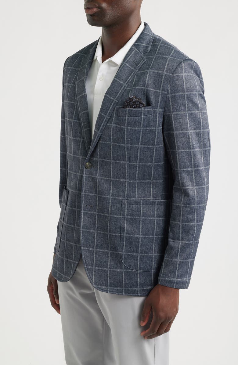 Johnston & Murphy Game Day XC Flex<sup>®</sup> Pinnacle Black Windowpane Check Knit Sport Coat, Alternate, color, Black Plaid