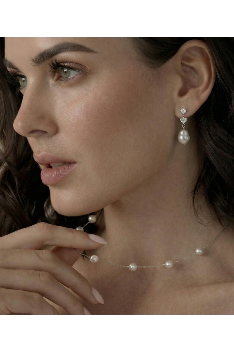 White Freshwater Baroque Pearl Precious Earrings, Alternate, color, Sterling Silver
