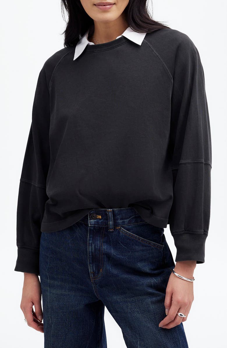 Madewell Relaxed Long Sleeve Raglan T-Shirt, Main, color, Black Coal