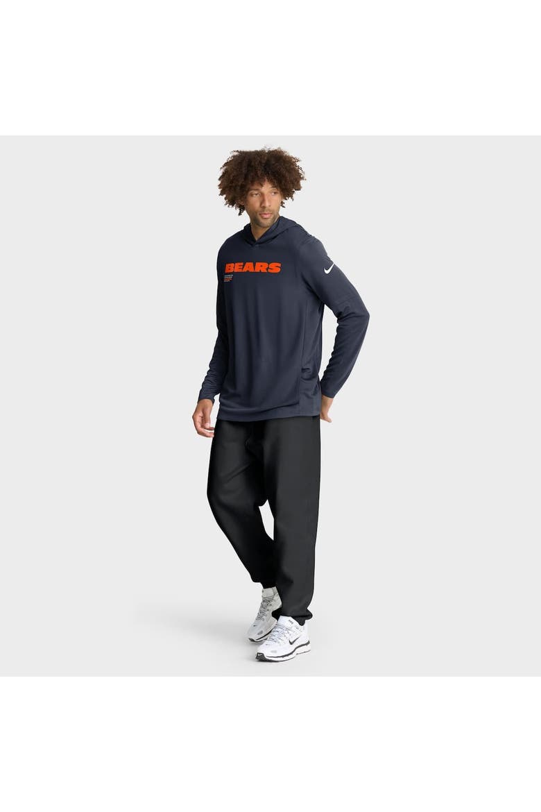 Men's Nike Navy Chicago Bears Sideline Pure Fury Performance Long Sleeve Hoodie T-Shirt, Alternate, color, Navy