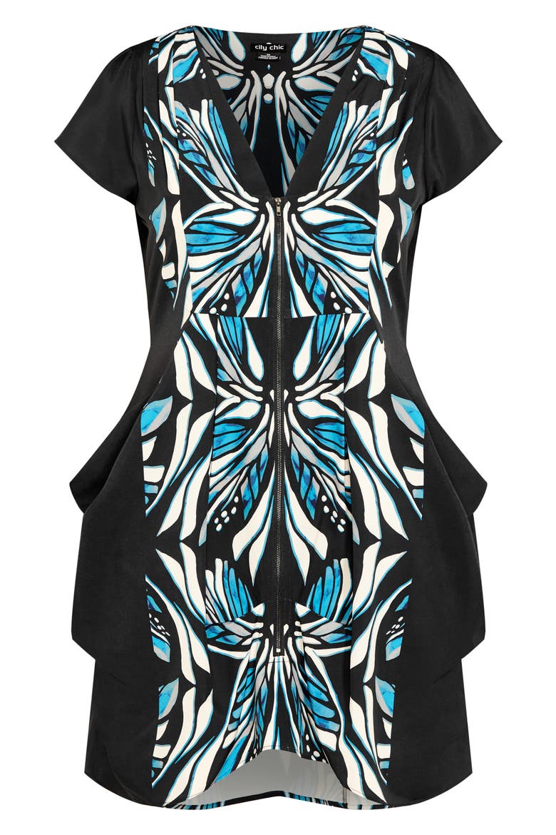 Nadia Print Tunic, Alternate, color, BLACK/ BLUE PRINT