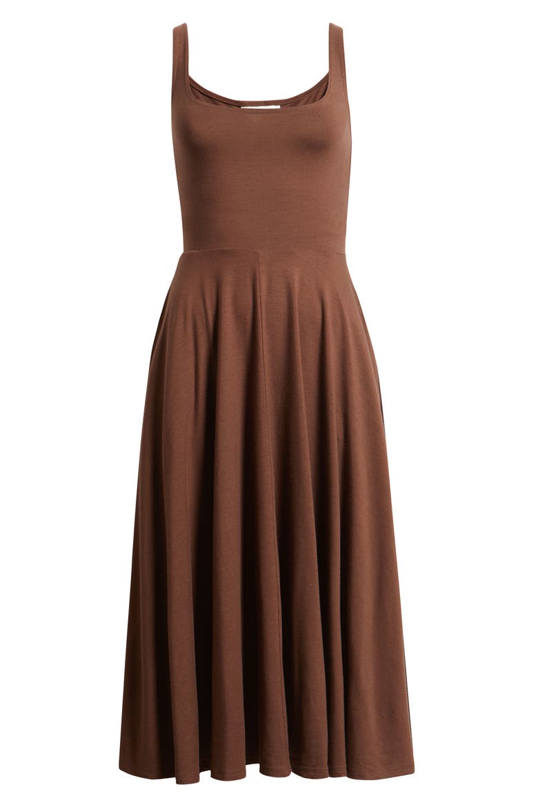 Rou Jersey Midi Dress, Alternate, color, CAFE