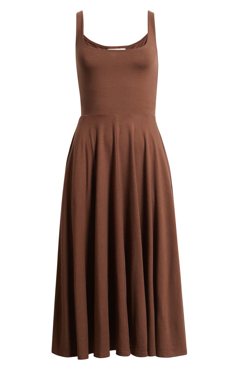 Reformation Rou Jersey Midi Dress, Main, color, Cafe