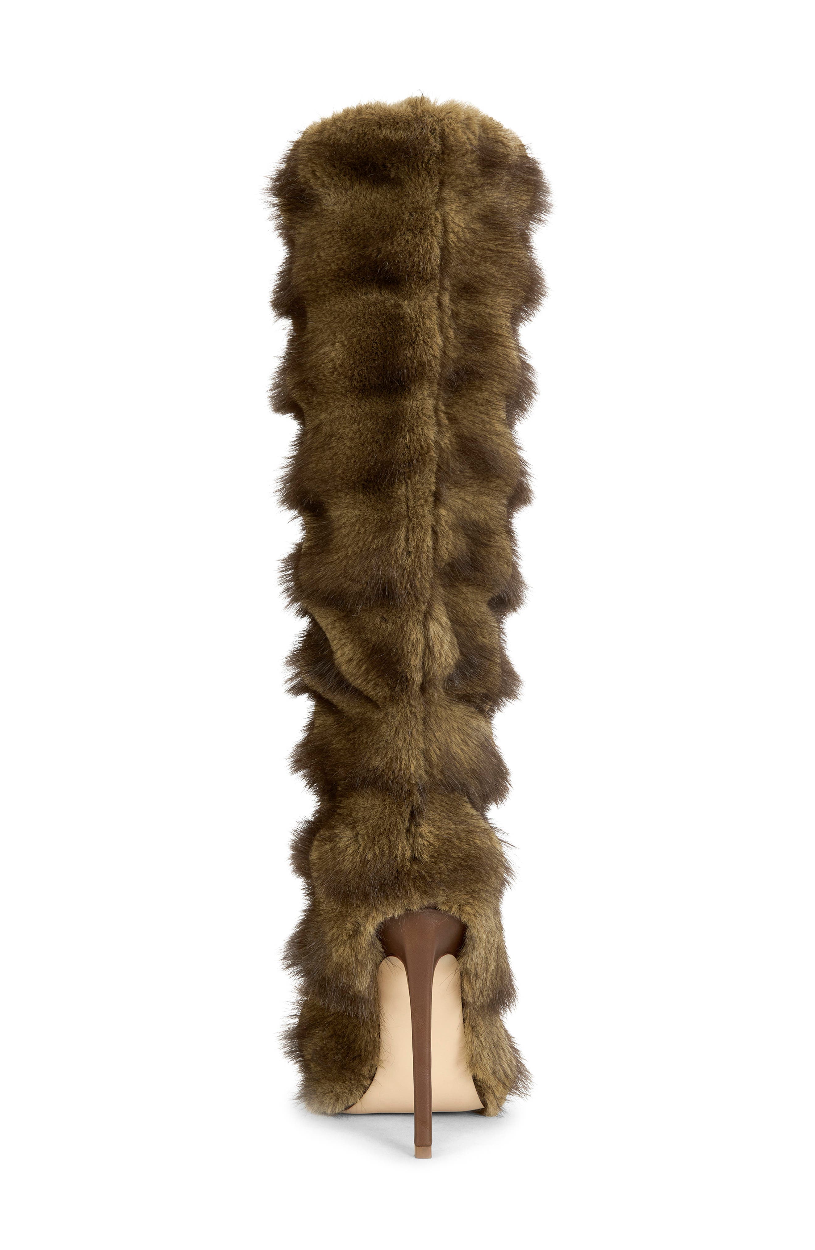 AZALEA WANG Conrad Faux Fur Stiletto Boot, Alternate, color, Brown