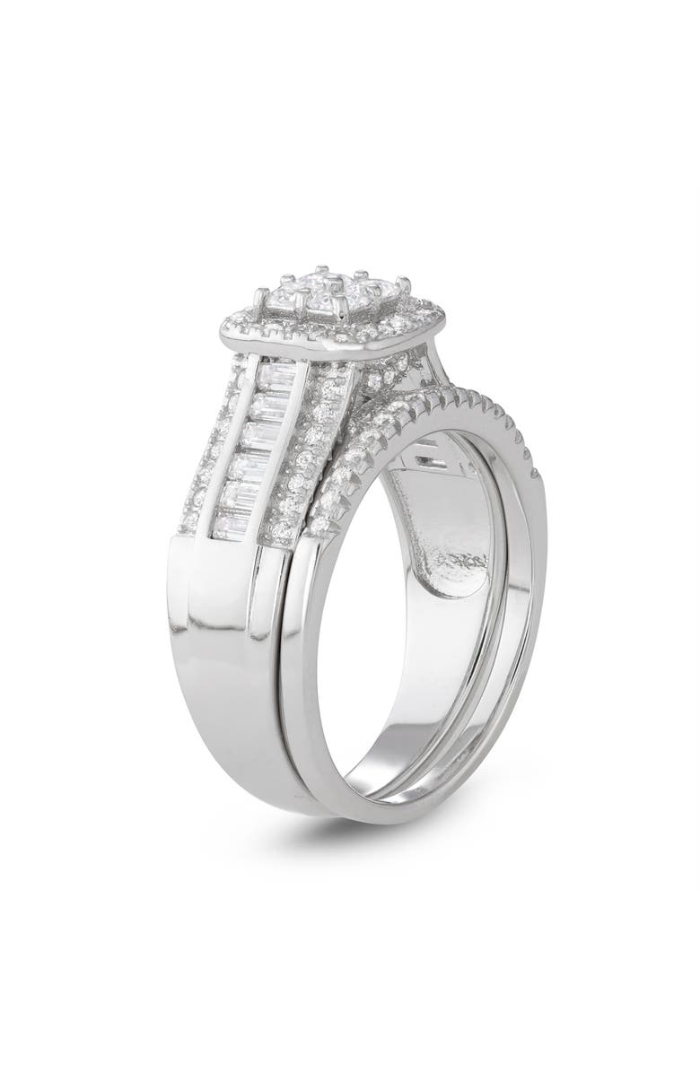 FUZION CREATIONS Set of 2 Lab Grown White Sapphire Stackable Rings, Alternate, color, Silver