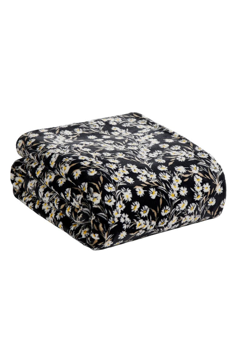 Jessica Simpson Plush Fleece Throw Blanket, Main, color, Black