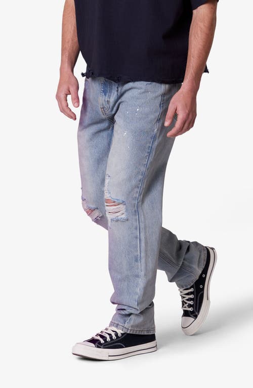 Mnml Ripped Paint Splatter Wide Leg Jeans In Blue
