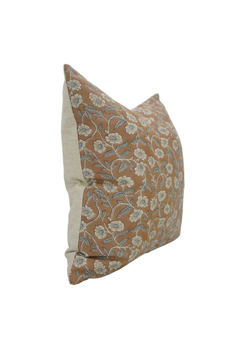 Haridwar Artistic Floral Block Printed Pillow Cover, Alternate, color, Brown