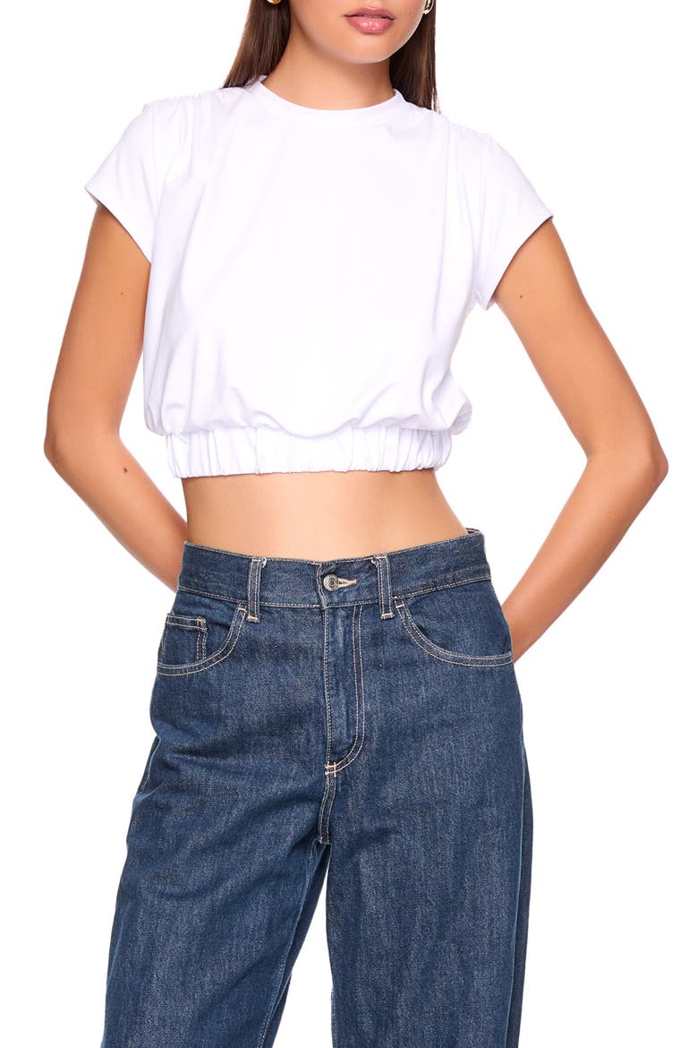 Gathered Hem Cropped T-Shirt, Main, color, SUGAR
