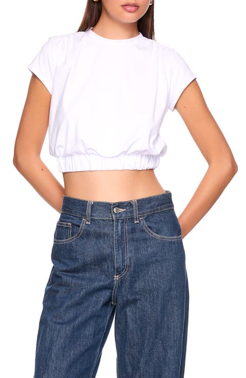 Gathered Hem Cropped T-Shirt