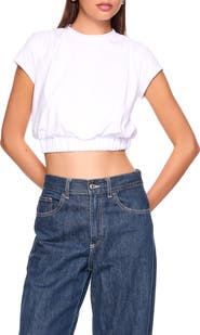 Susana Monaco Gathered Hem Cropped T-Shirt