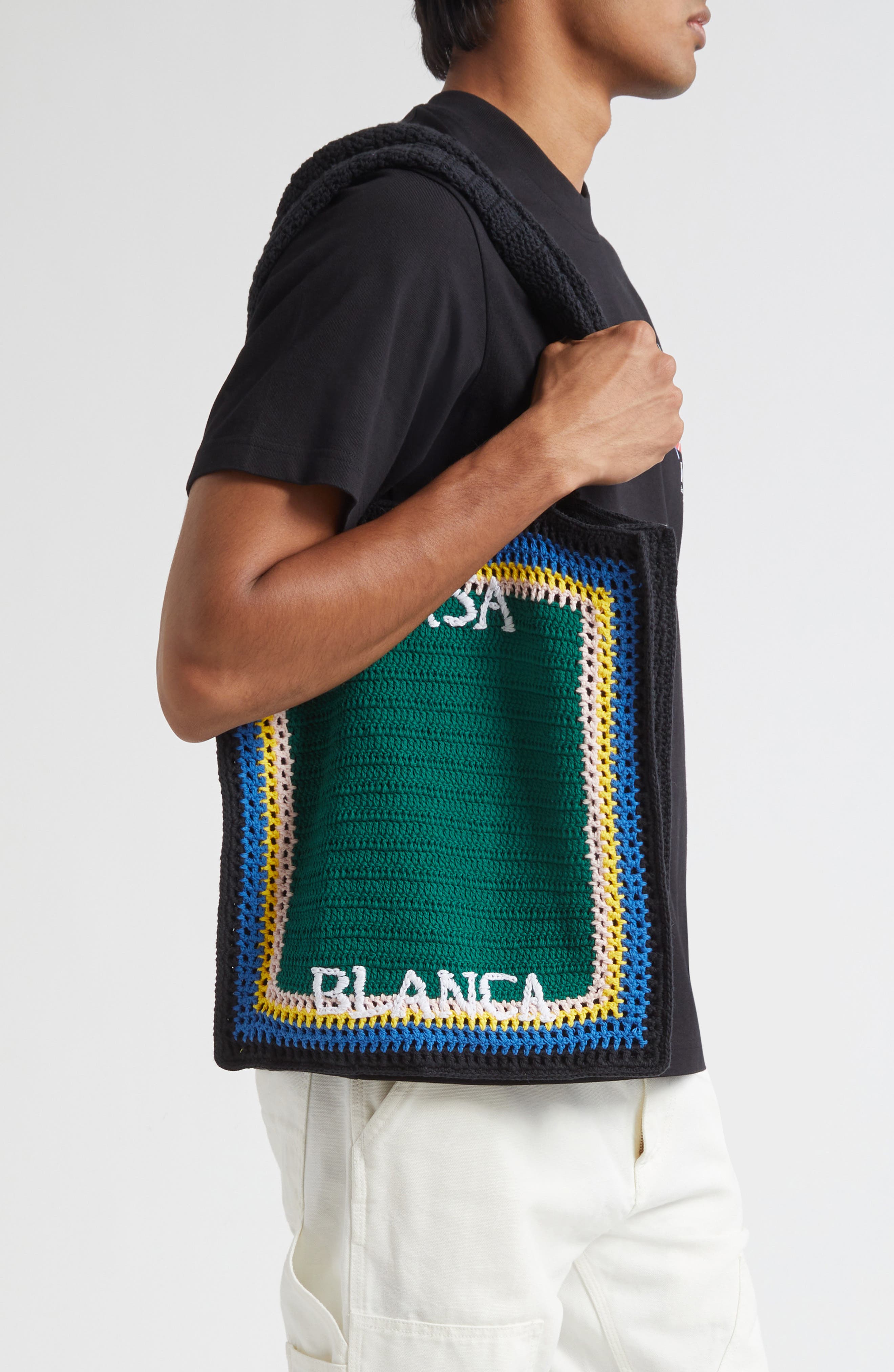 Casablanca Crochet Tennis Bag Tote, Alternate, color, 