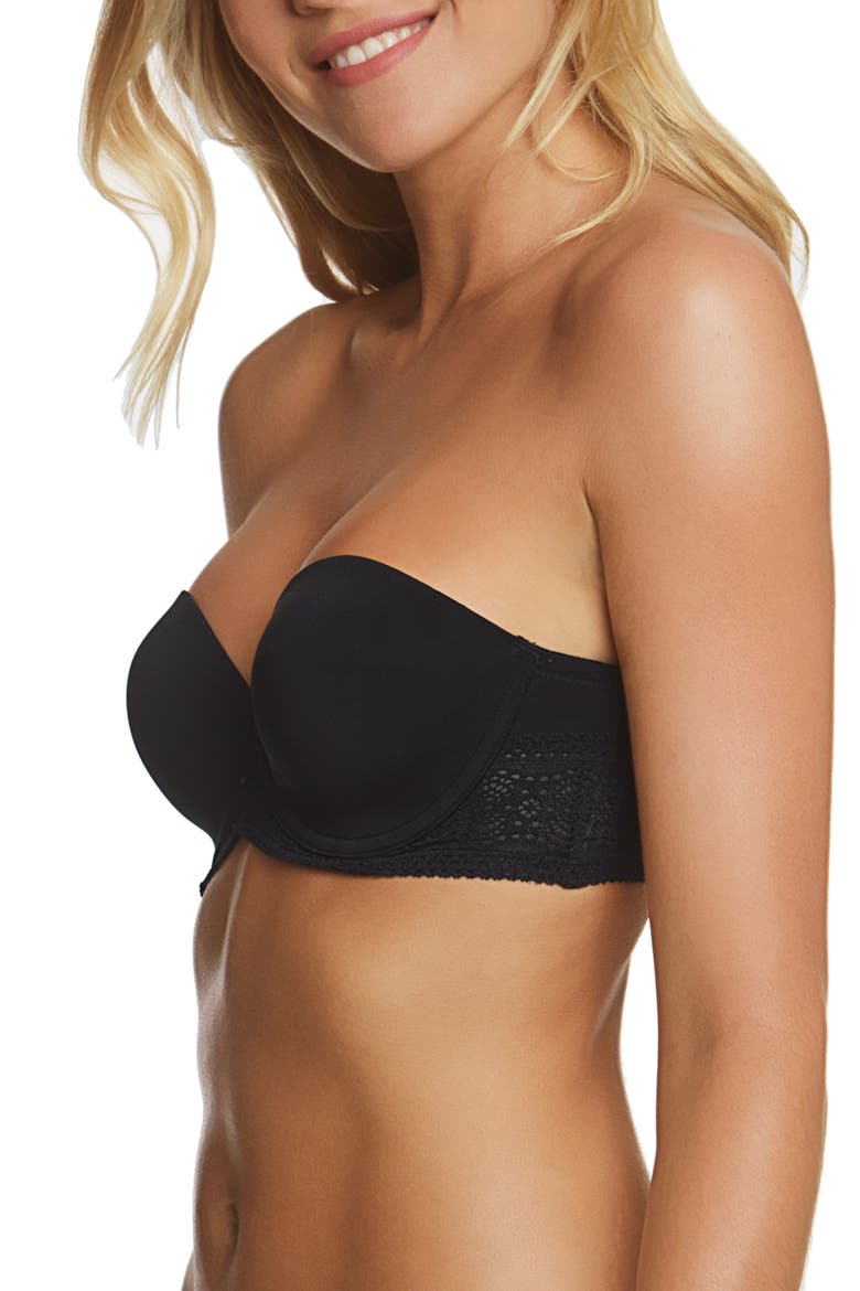 Tessa Lace Convertible Strapless Bra with Spacer Cups, Alternate, color, BLACK