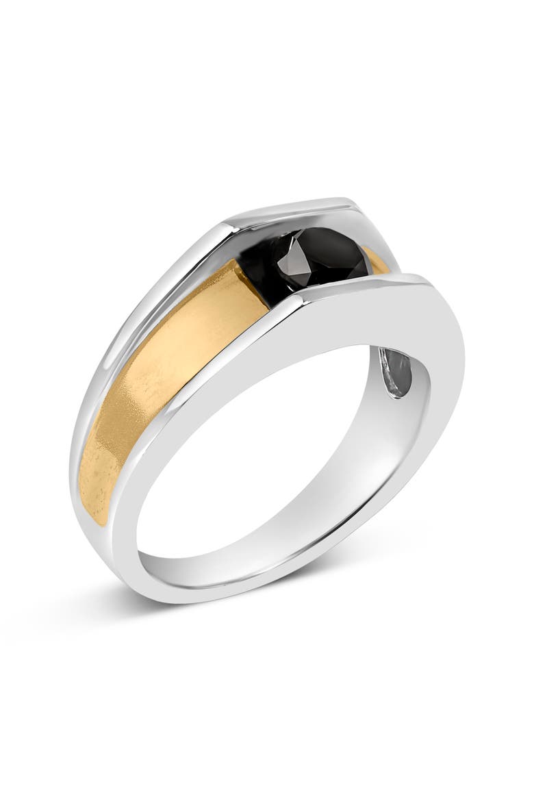 Men's 14K Yellow Gold Plated Sterling Silver 1.0 Cttw Round Black Diamond Band Ring, Alternate, color, Yellow Gold over Silver